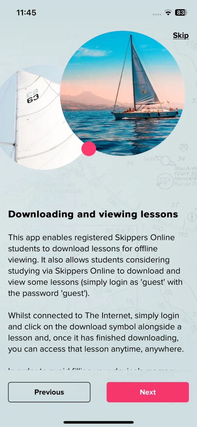 Skippers Online Sailing app